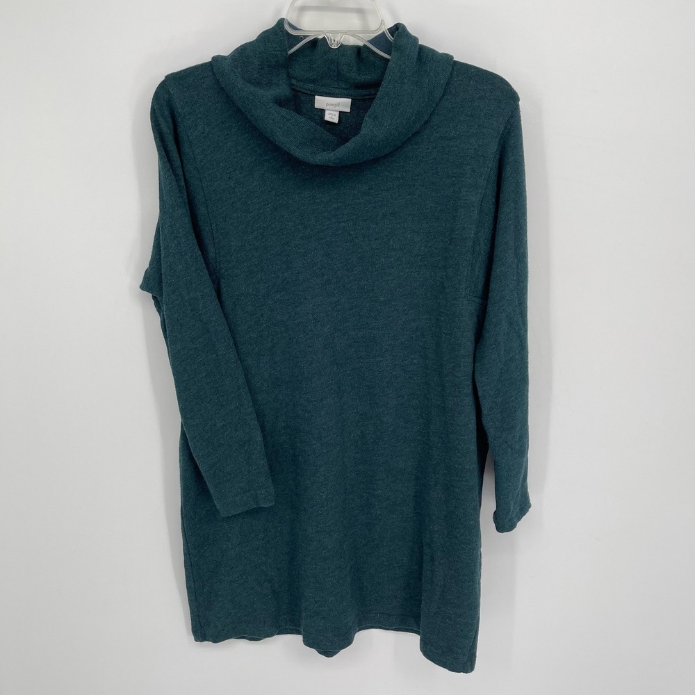 Pure Jill Women's Blue Cowl Neck Long Sleeve Relaxed Tunic Sweater Size S Petite